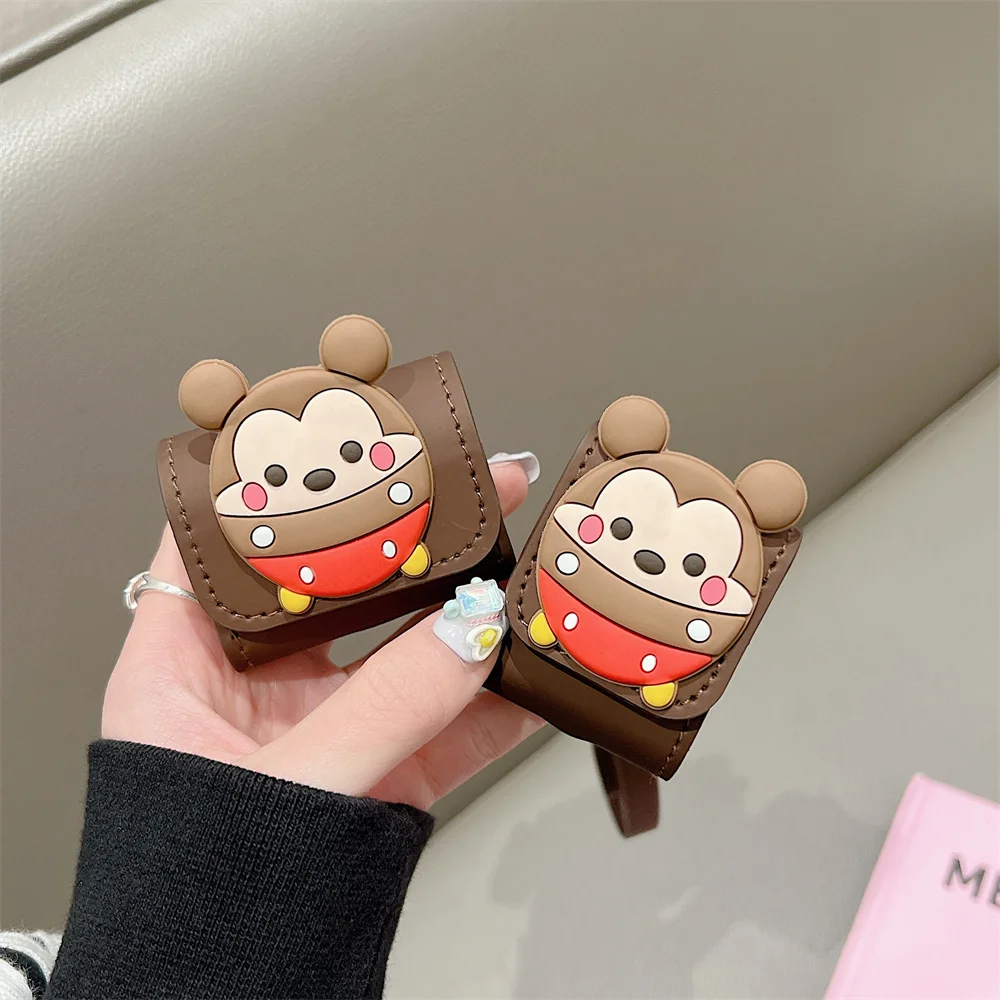 

Cute Cartoon Earphone Case For Apple Airpods1/2/3 Lanyard Protect Cover For Airpods Pro 2 Mickey Mouse Leather Cases Accessories