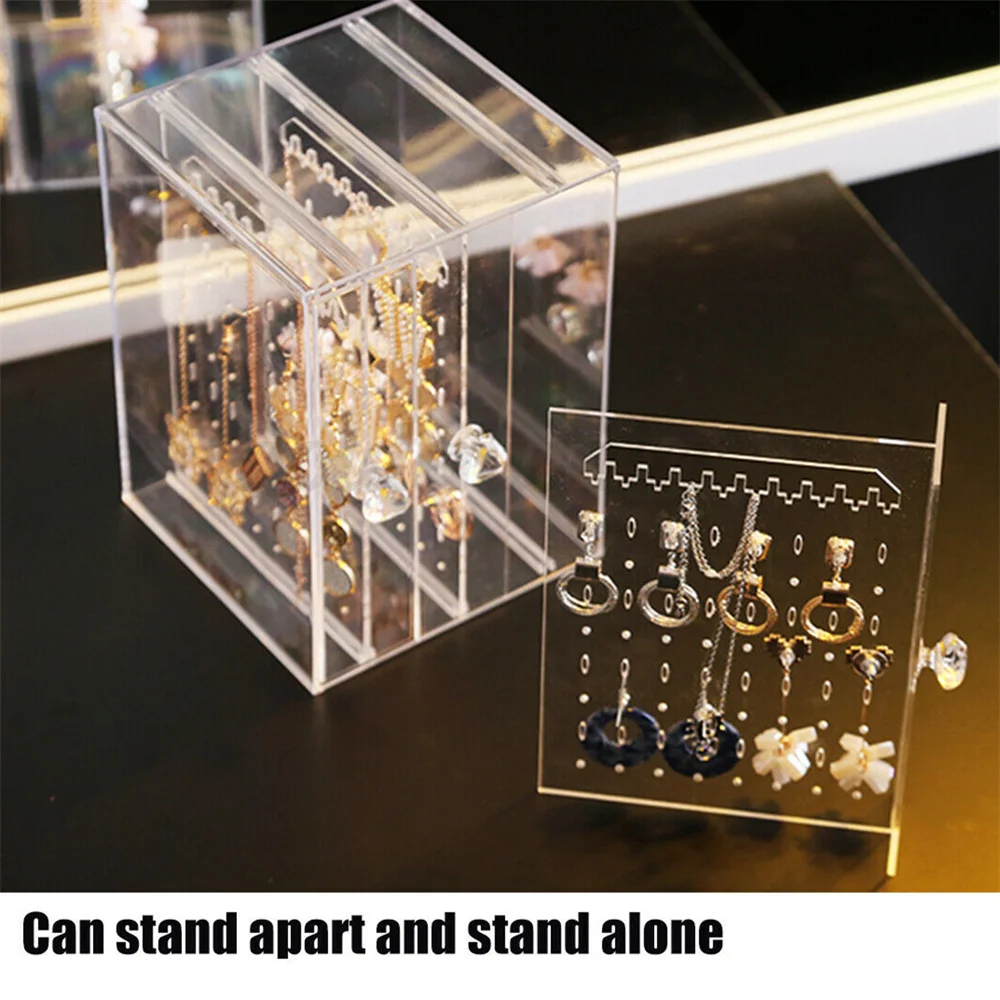 Acryl Oorbellen Ketting Display Houder Black Clear Stand Lade Sieraden Organizer Rack Plank Huishouden Grote Capaciteit