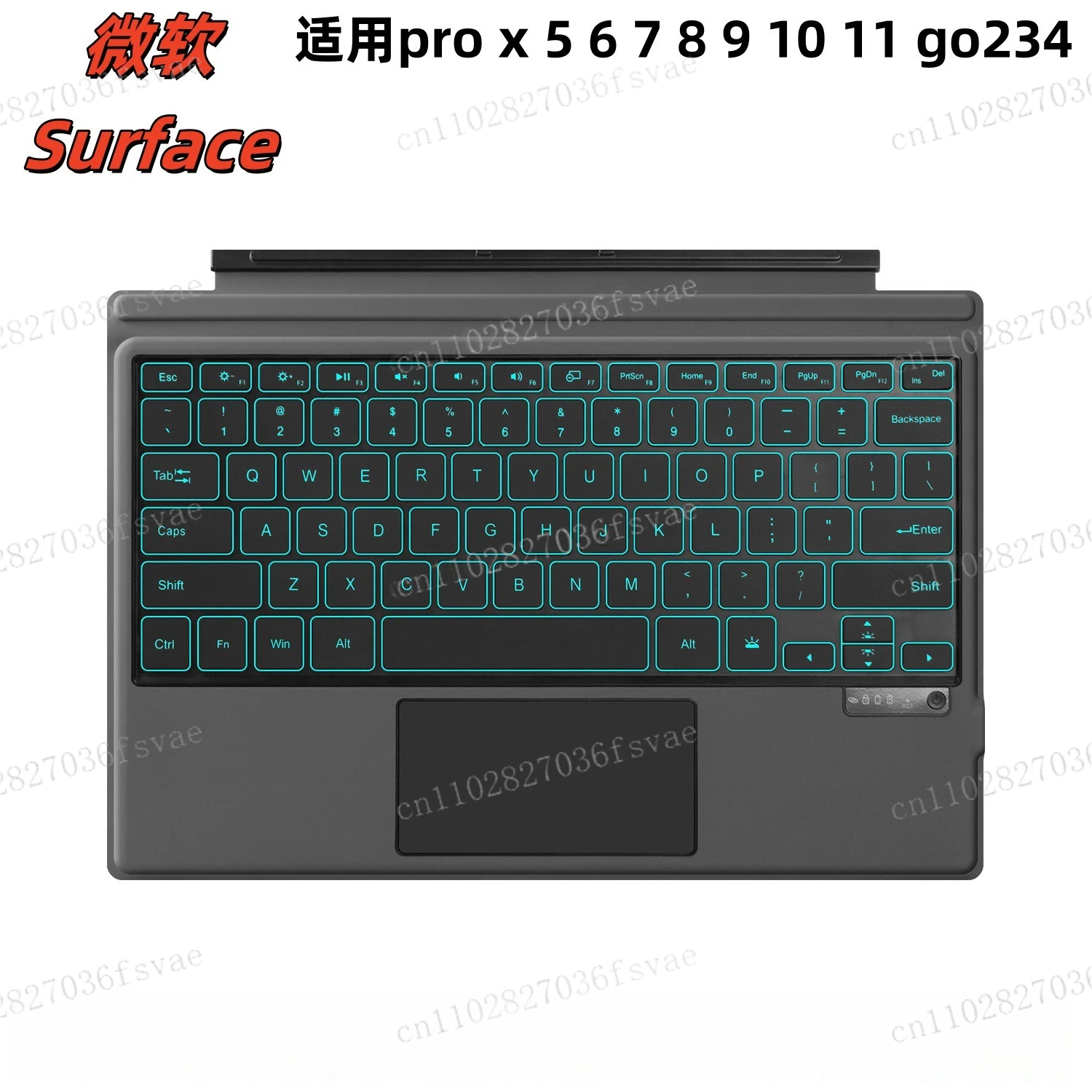Multilingual Keyboard for Surface Pro 8/9/10/11/X, Spanish French Russian Layout, Ultra-Thin Magnetic Protective Cover