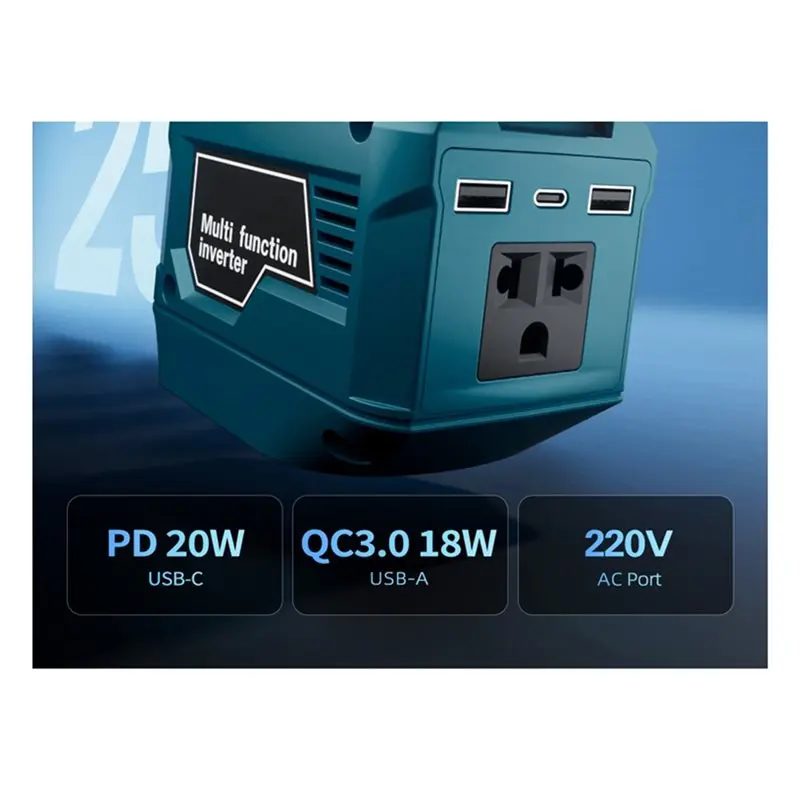 B23B New 250W Power Inverter DC 18V- 21V Input, AC 220V Output For USB Type-C DC Port EU-PLUG