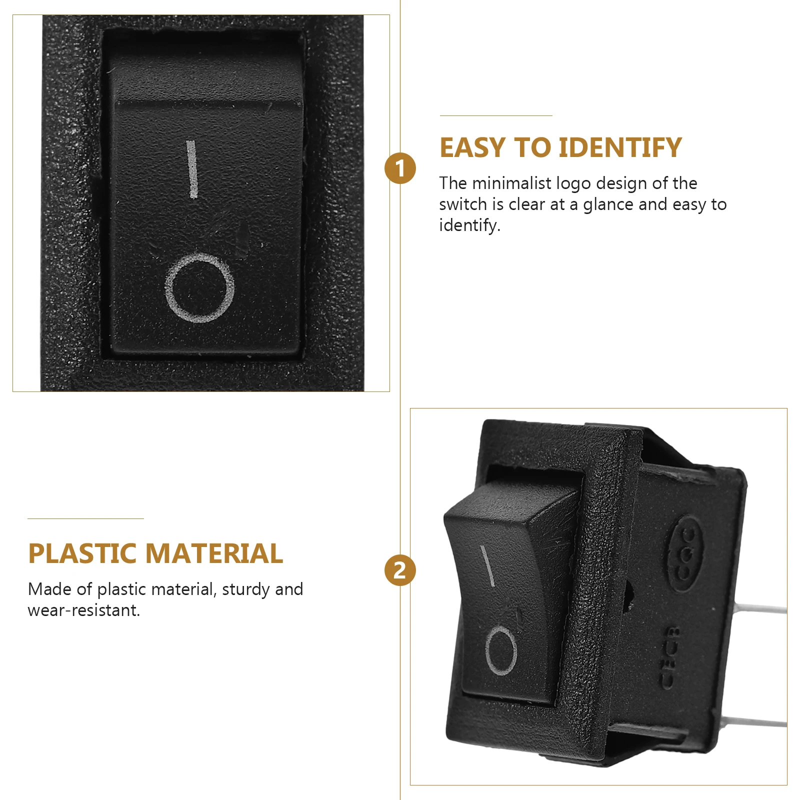 

15pcs 15X21Mm 2 Pin Spst On/Off Boat Switch 3A 250V 6A 125V Mini Black Snap-In Power Control Home Appliances