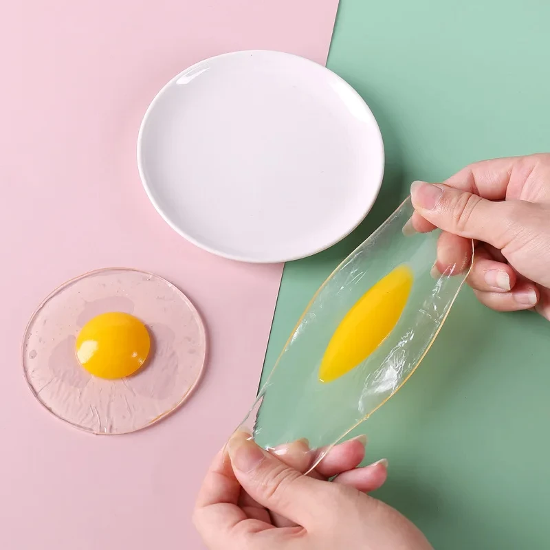 Simulation Egg Fun Elastic Soft Fake Fried Eggs Artificial Poached Egg Model Restaurant Display Props Kids Playhouse Kitchen Toy
