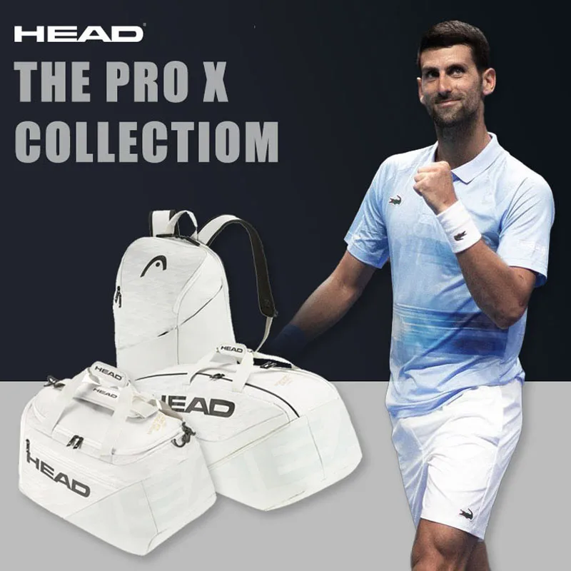 2023 Spring Summer Original HEAD PRO X Tennis Court Bag Dojokovic Same Type 6R 9R 12R Tennis Racket Bag Men Women Tenis Backpack