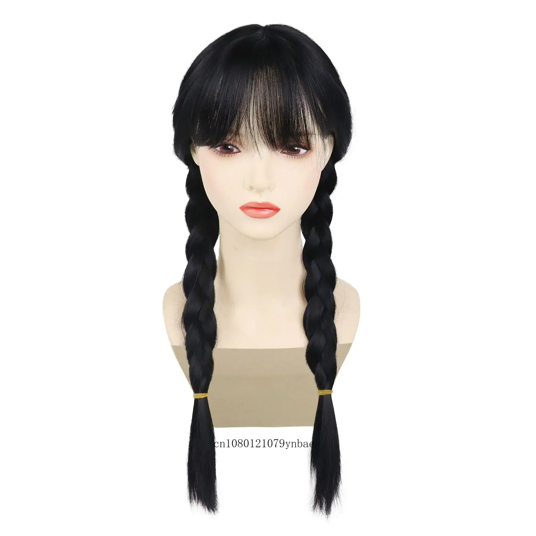 Synthetic Long Black Straight Braided Wigs for Women Girls Anime Character Costume Wig Halloween Cosplay Party Heat Resistant