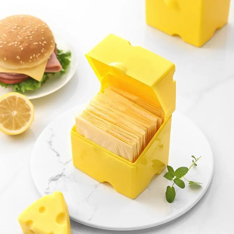 Cheese Storage Box Refrigerator Food Storage Container Cute Cheese Shaped Cheese Slice Storage Box Fresh-Keeping Tea Bag Jar