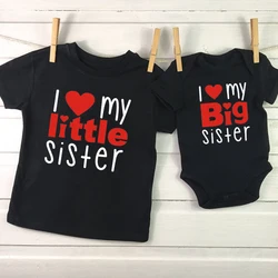 Matching Shirts Sibling Sisters Brother T-shirt I Love My Big Sister Brother Little Sister Kids Girl Boys Clothes Baby Bodysuits