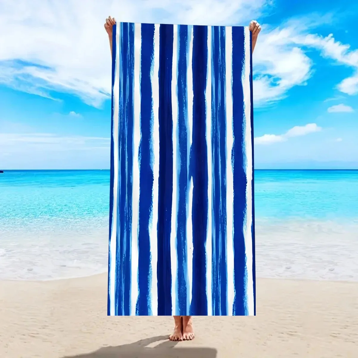 Full Color Series Striped Beach Towel Quick Dry Portable Bath Towel Fashion Design for Daily Use & Summer Beach Party