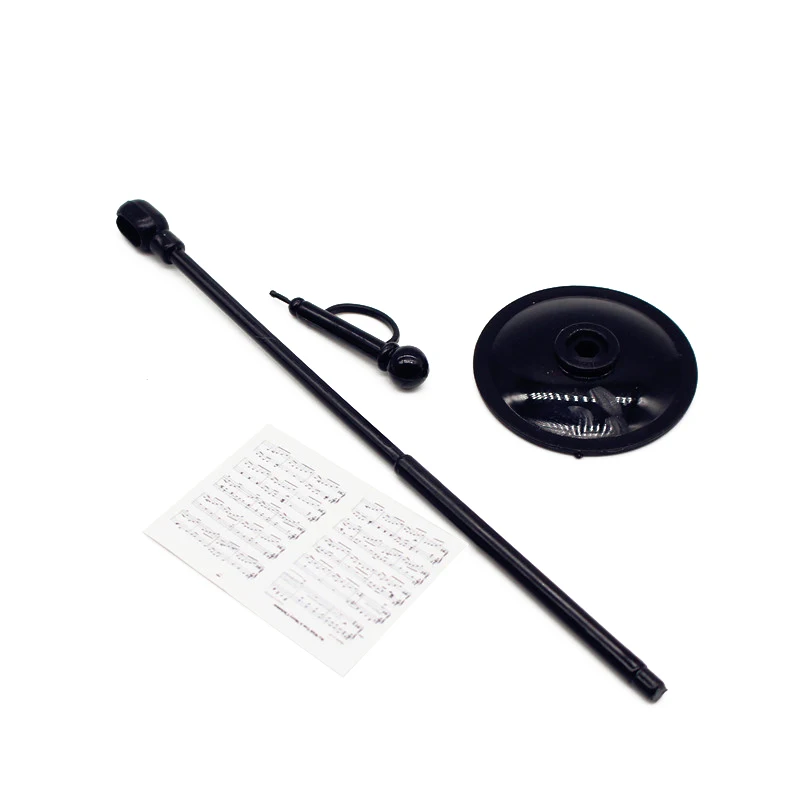 1 Set Poppenhuis Miniatuur Microfoon Model Met Standaard Bladmuziek Spelen Muziekinstrument Meubelpoppen Accessoires