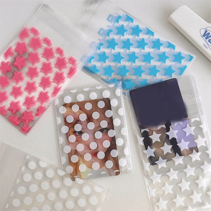 100Pcs Opp Plastic Bag Self Adhesive Transparent Plastic Bags Beads Jewelry Storage Packaging Gift Bag Kpop Small Card Holder