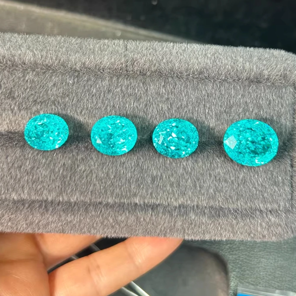 1PC Lab Grown Oval Paraiba Gems Yttrium Aluminum Garnet Stone