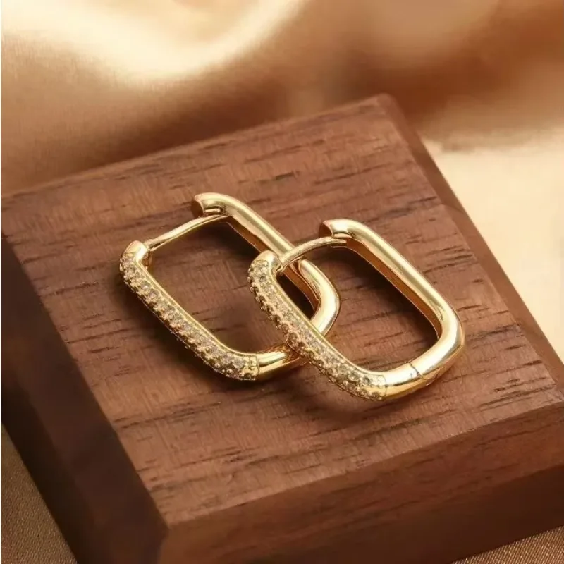 XINYI Square Circle Hoop Earrings For Women Luxury Stainless Steel Earrings rending Wedding Jewelry aretes mujer