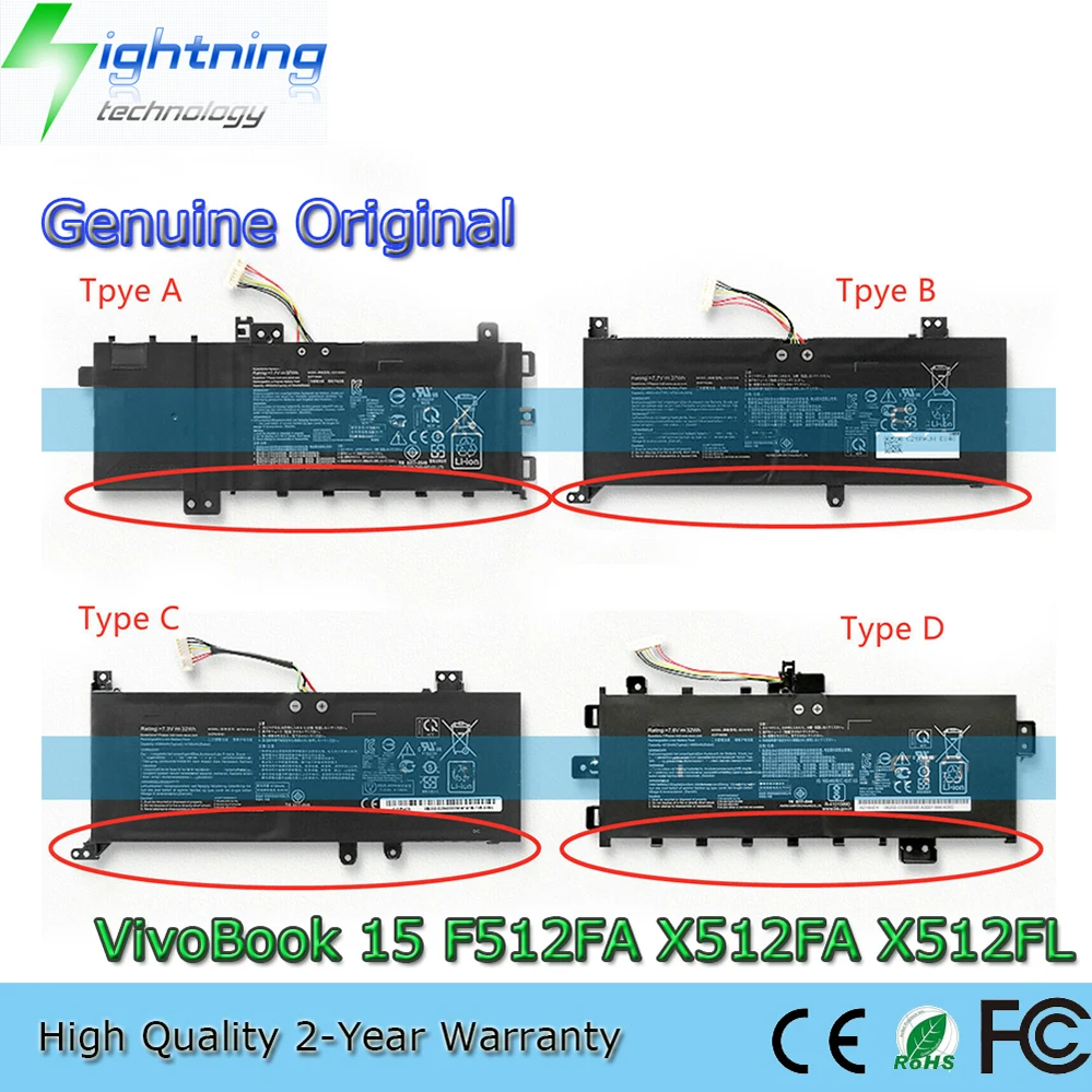 

C21N1818 7.6V 32Wh Laptop Battery for Asus VivoBook 15 F512FA F512DA-SH31 X512FA X512FB