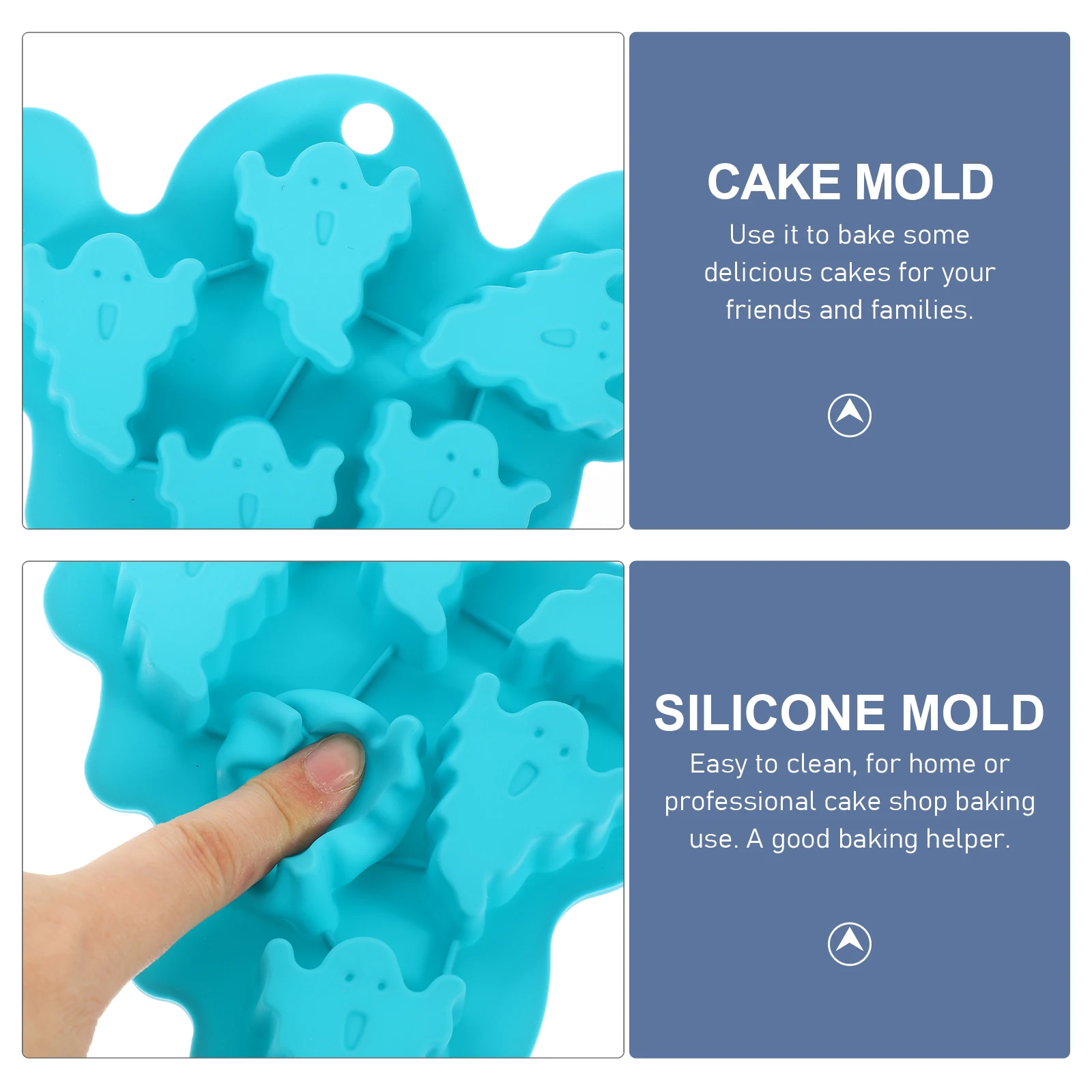 

2Pcs Silicone Molds Halloween Cake Baking Tool Environmentally Friendly Reusable Creative Design For Home Kitchen Use