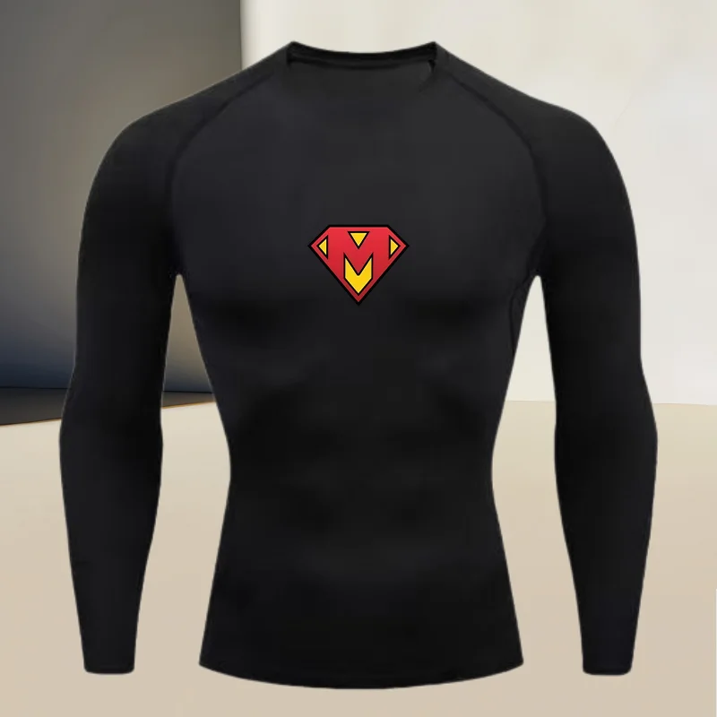 Men's long sleeved jogging, cycling, diving, tight fitting, quick drying T-shirt, muscle shaping clothes, high elasticity top