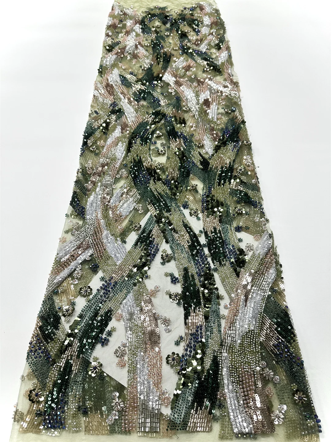 Tulle Lace Fabric 2025 French Net Sequins Fabric Sewing Embroidery With Beads Lace African Tulle Mesh Nigeria Dress 5 Yards