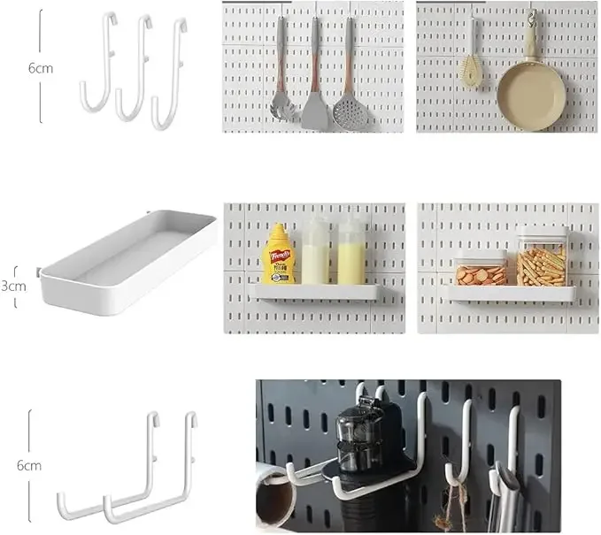 مجموعة بيجبورد مع 4 لوحات بيجبورد مع 15 ملحقًا معلقًا لتنظيم الحرف اليدوية لتنظيم الحائط في المكتب المنزلي