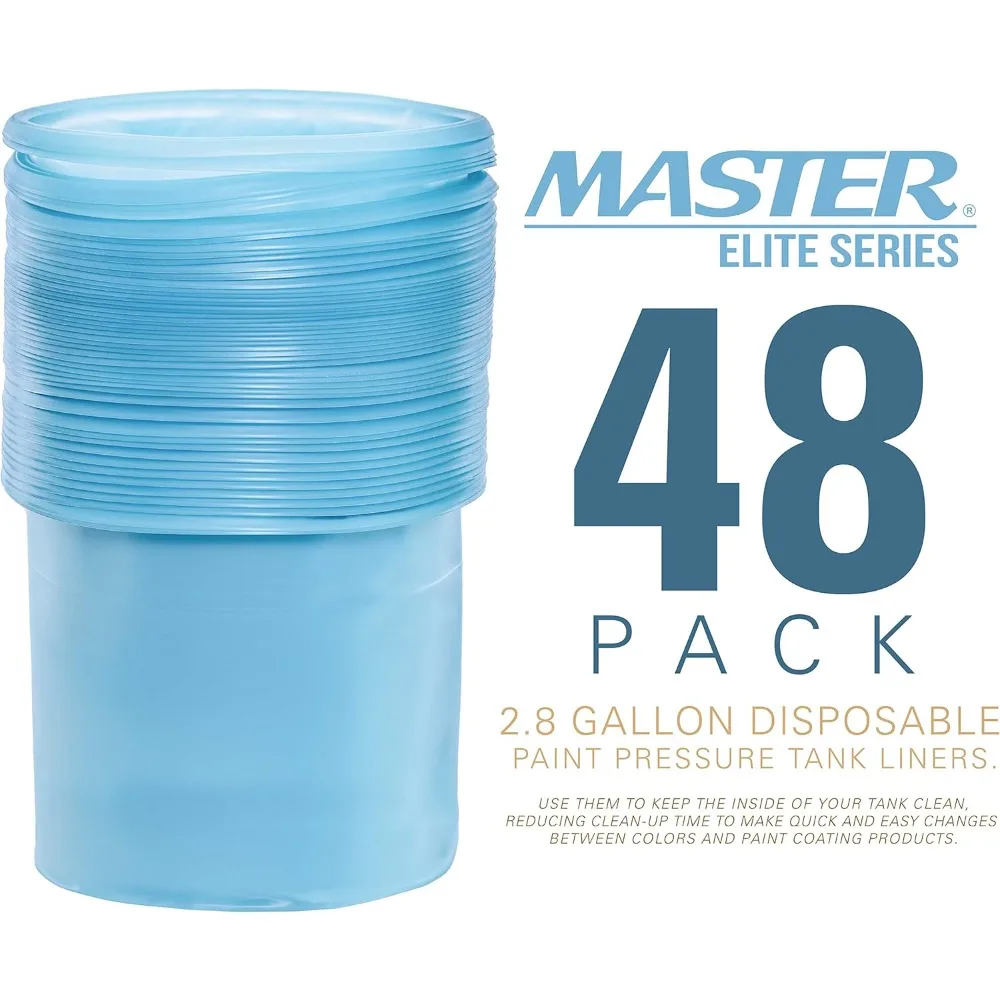 Elite 2.8 Gallon Paint Pressure Pot Tank Liners, Pack of 48 - Disposable Liners that Fit Most 2.5 to 2.8 Gallon Tanks