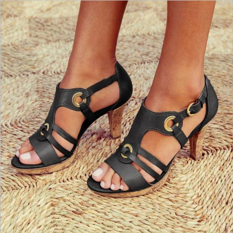 Sandals Closed Heel Retro Woman Shoes Suit Female Beige Espadrilles Platform Large Size 2024 Summer Original High New Black Lacq