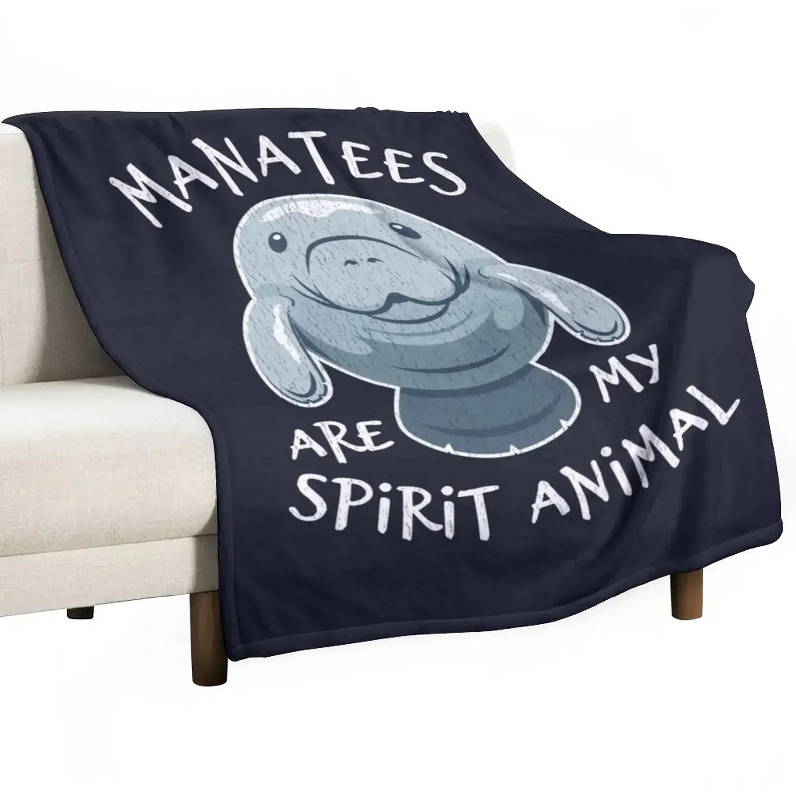 Manatees Are My Spirit Animal - Cute Manatee Throw Blanket Luxury Brand Camping Blankets