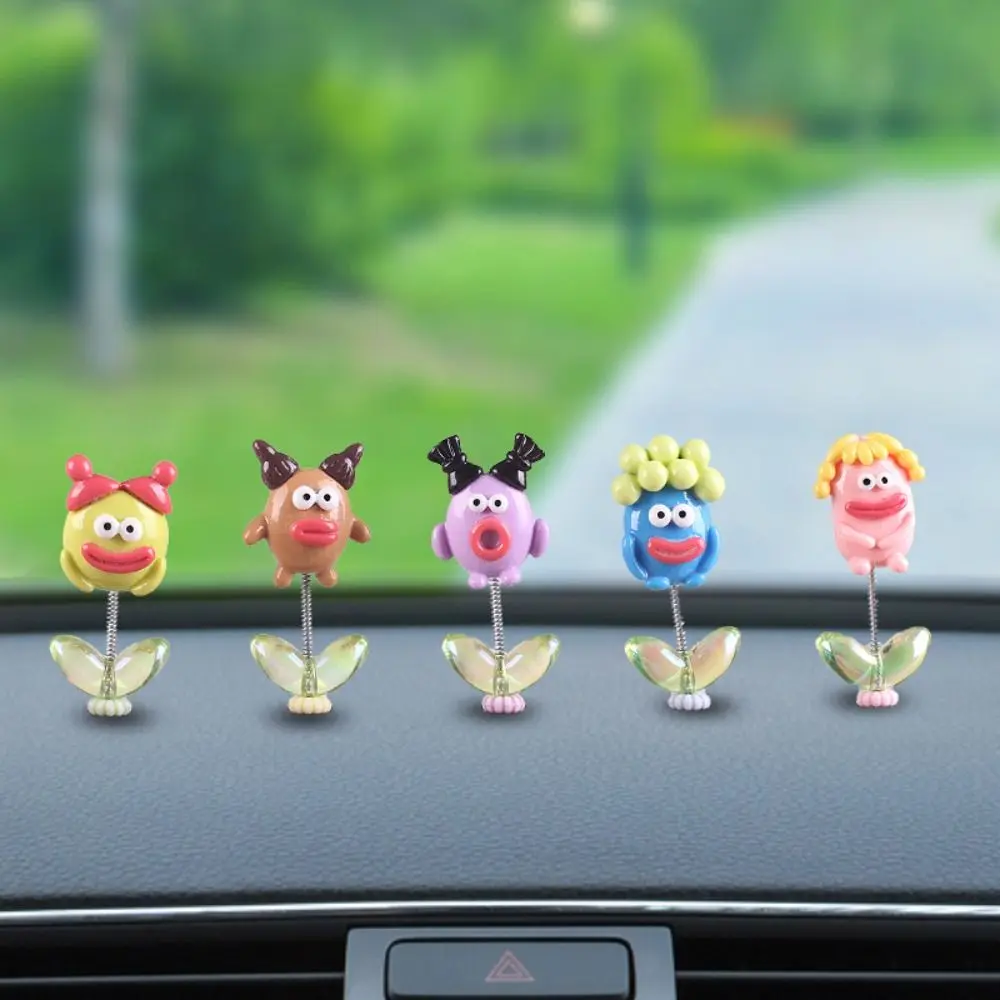 Cute Shake Head Car Ornaments Resin Cartoon Perfume Clip Decor Spring Auto Interior Dashboard Accessories