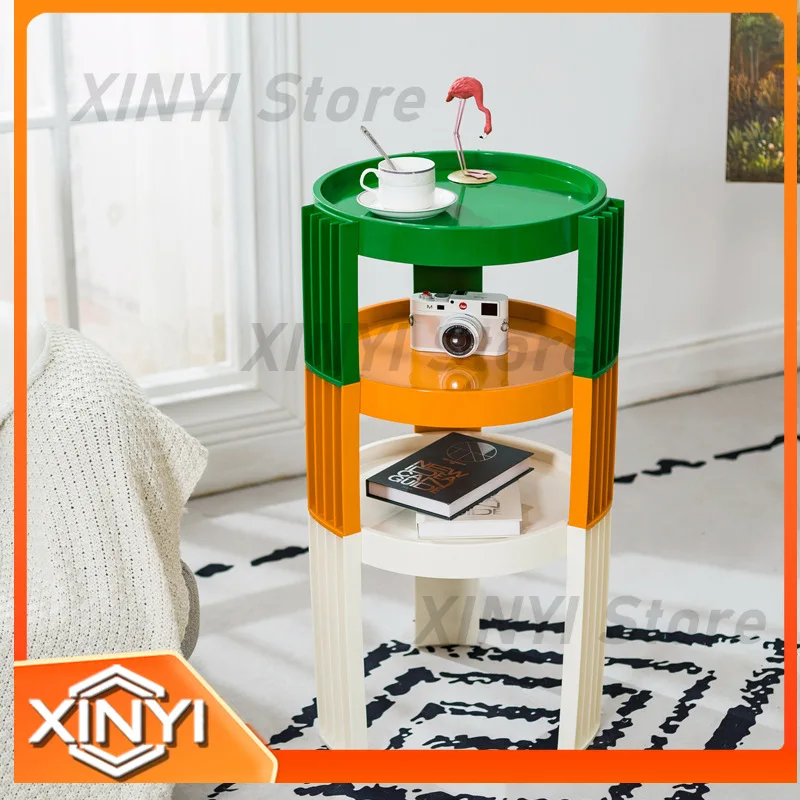 Round Scandinavian Minimalist Vintage-Inspired Coffee Table for Modern Multi-Functional Creative Living Room Small Space