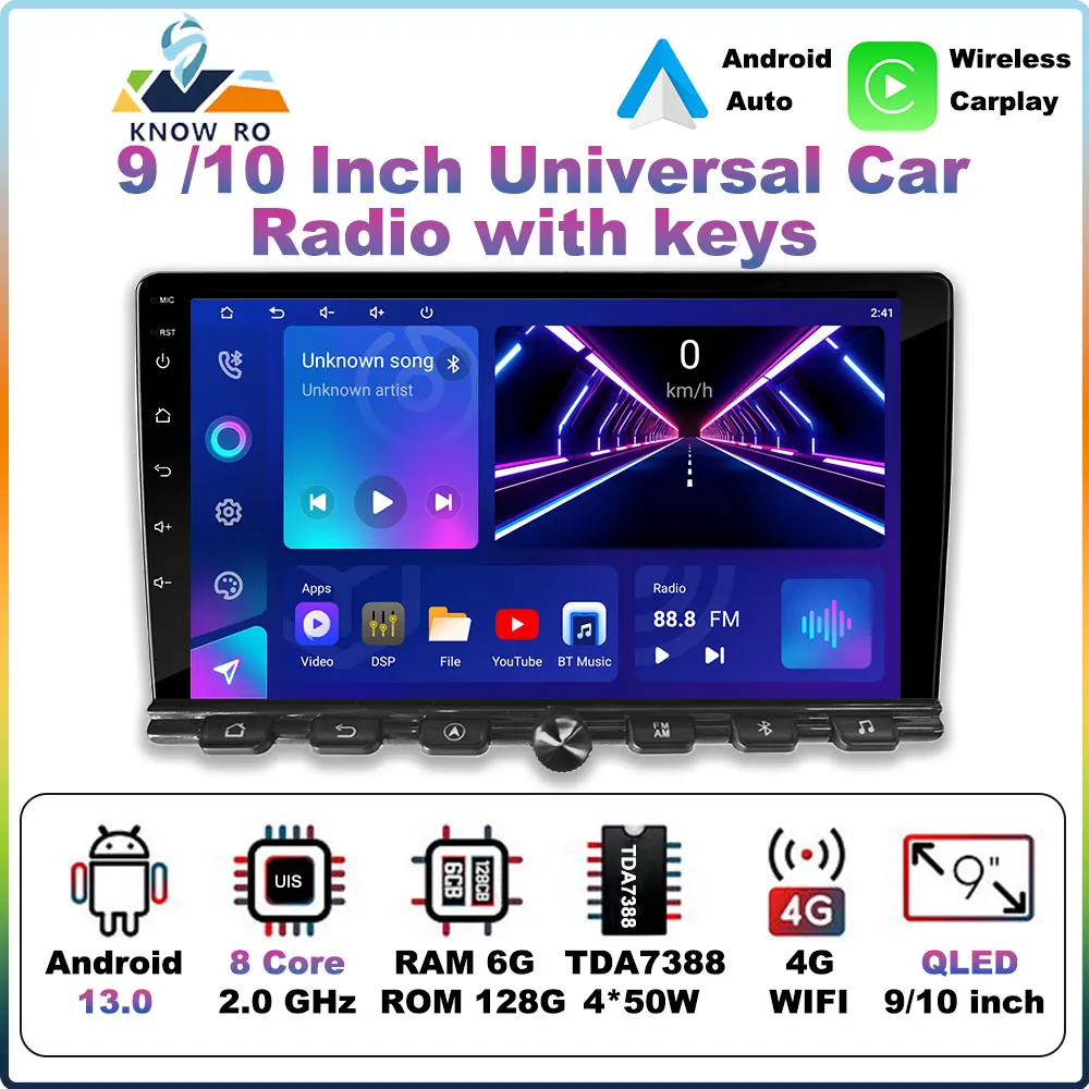 Android 11/13 Car Auto Radio 2DIn 9 10 Inch Multimedia Player with GPS WiFi 4G Keys For Nissan Hyundai Kia Toyota Honda Geely