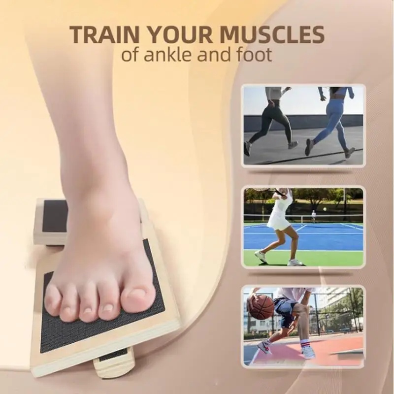 Single Foot Balance Board Wooden Ankle Strengthener Foot Stabilizer Trainer for Sprained Ankle Stability Foot Posture Exercises