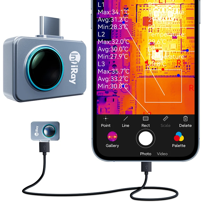 InfiRay P2 Pro Thermal Camera for Phone Infrared Thermal Imager PCB Circuit Repair Industrial Heating Test Night Vision Go P2