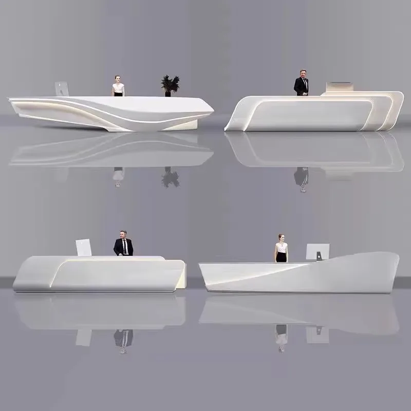 Design Checkout Front Desk Reception Counter White Business Luxury Reception Desks Beauty Salon Mostrador Recepcion Furniture