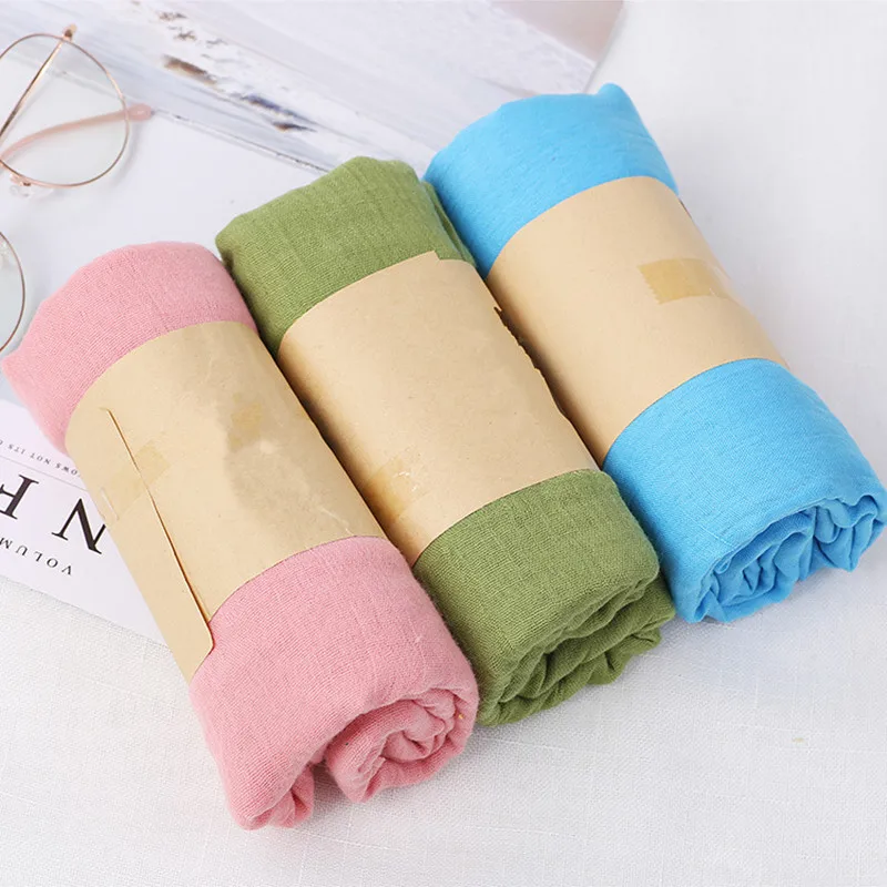 Fashion Women Cotton Linen Scarf Solid Color Spring Summer Ladies Shawls Wraps Long Sunscreen Beach Scarves Muslim Hijabs