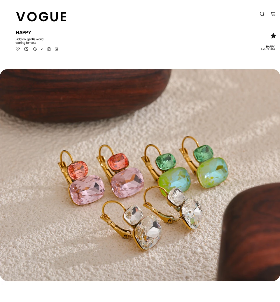 Yhpup Modische Kristall-Süßigkeits-Ohrstecker, französische Creolen, trendiges Weiß, Grün, Rosa, Y2K-Sommerschmuck für Frauen, 18 Karat PVD-beschichtet – Detail 6