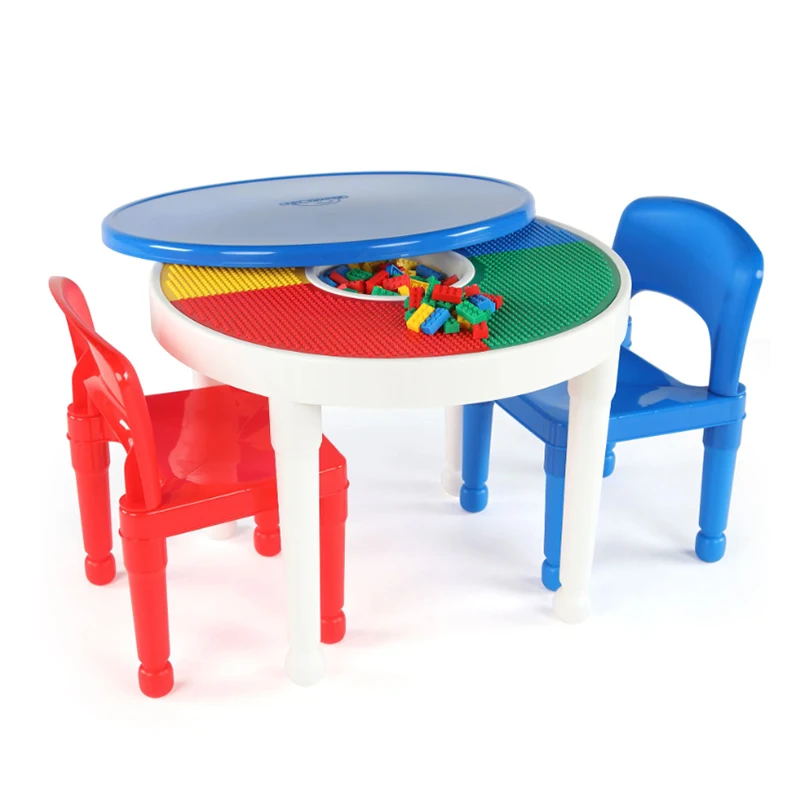 

Humble Crew Playtime 2 in 1 Plastic Building Block-Compatible Activity Table Chairs Set New Kids