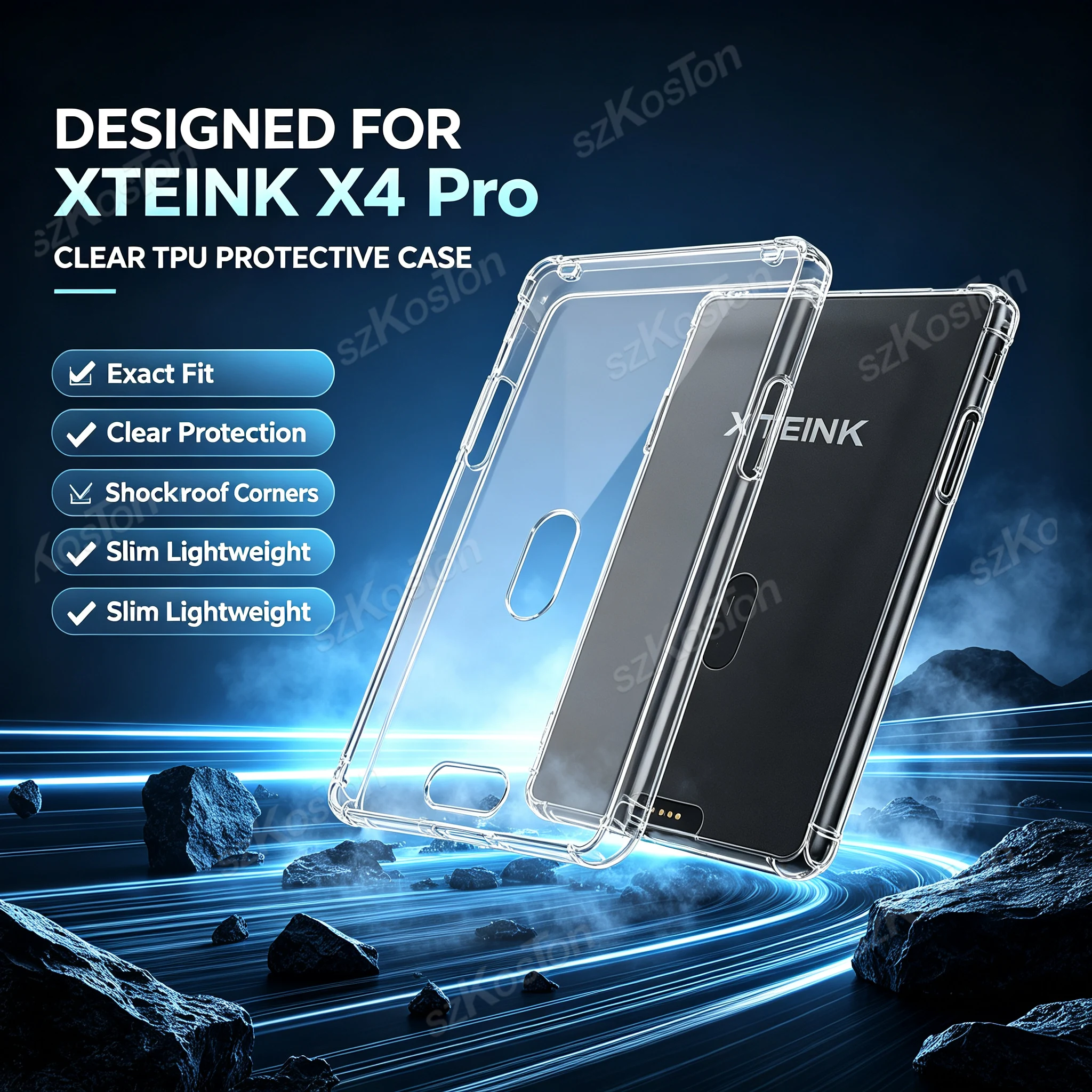 For XTEINK X4 Pro EBook Reader Clear Soft TPU Protective Case Anti-Scratch Shockproof Protection Cover for XTEINK X4 E-Reader