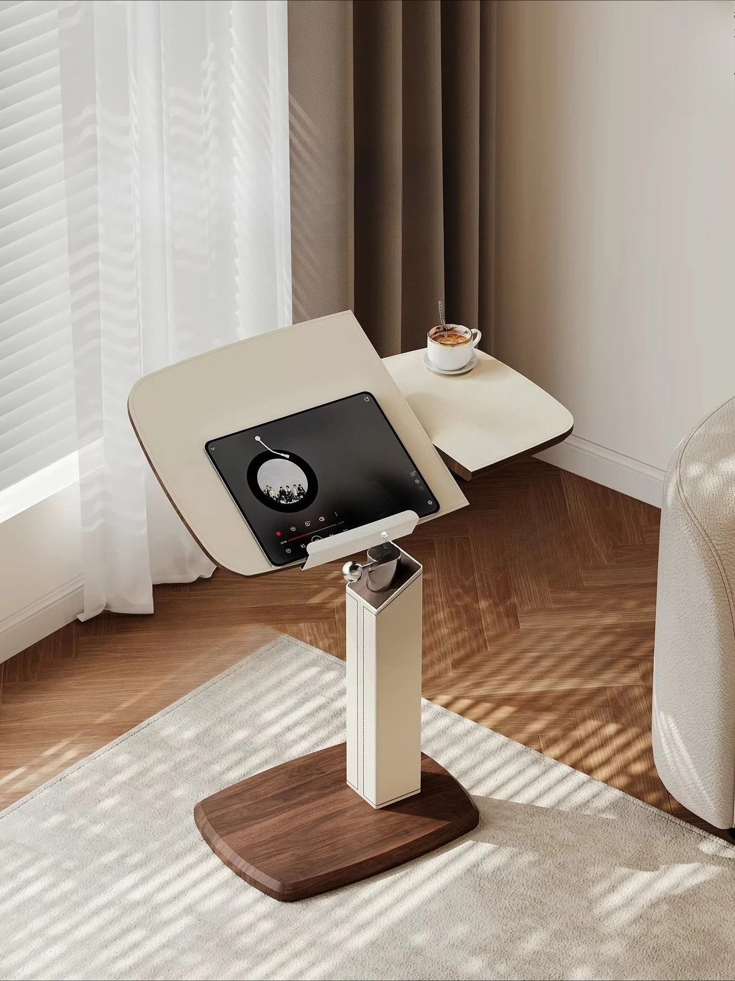 Sofa side table, removable flip small table, living room coffee table, household bedroom lift bedside table, rotating computer