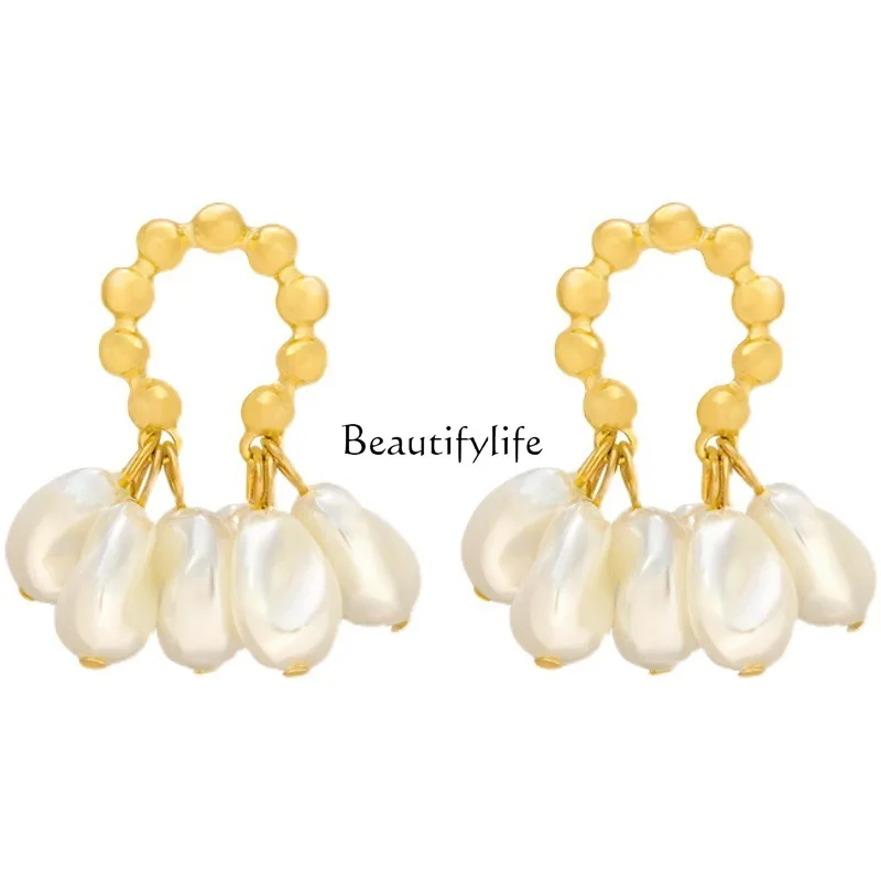 

Baroque pearl earrings women's earrings 2022 new trendy high-end light luxury stud earrings