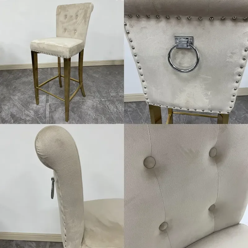 High Chair for Home Modern Simple Design Stainless Steel Backrest Nordic Bar Chair for Milk Tea Shop Cafe Internet Celebrity