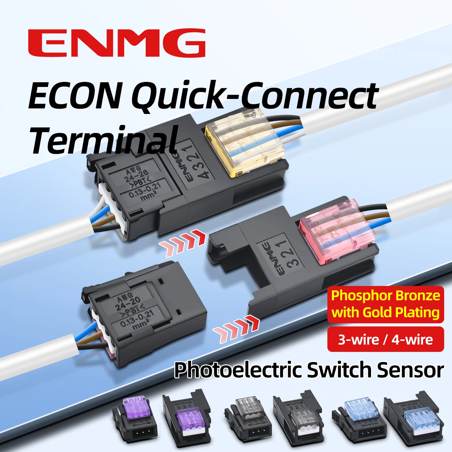 ENMG Quick Plug Photoelectric Switch 3Core 4Pole Socket Wire Sensor Signal Connector No Stripping Required for Easy Installation