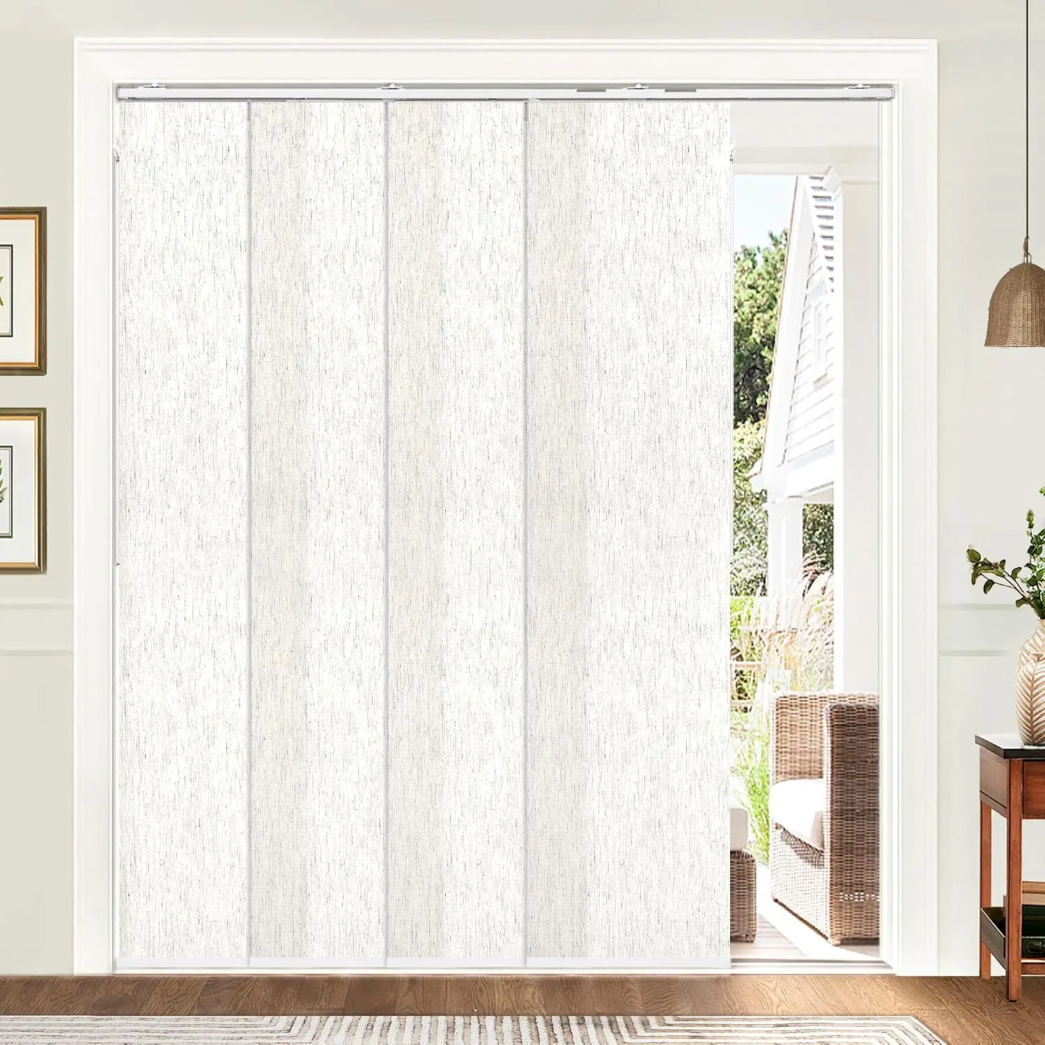 Panel Track Blinds for Sliding Doors, Light Filtering Linen | Extendable Track from 45 3/4