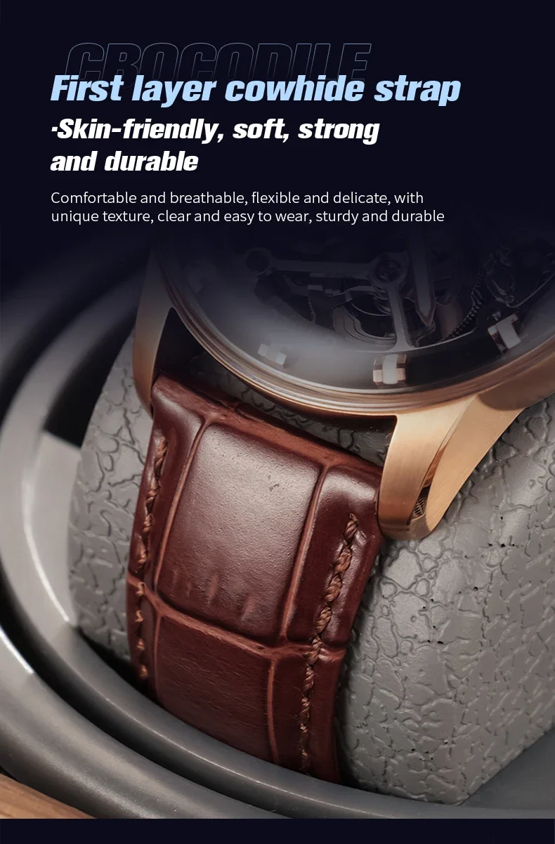 OBLVLO Men Tourbillon Watch 42MM Luxury Mechanical Wristwatch Luminous 5Bar Waterproof Sapphire Hollow Out Dial