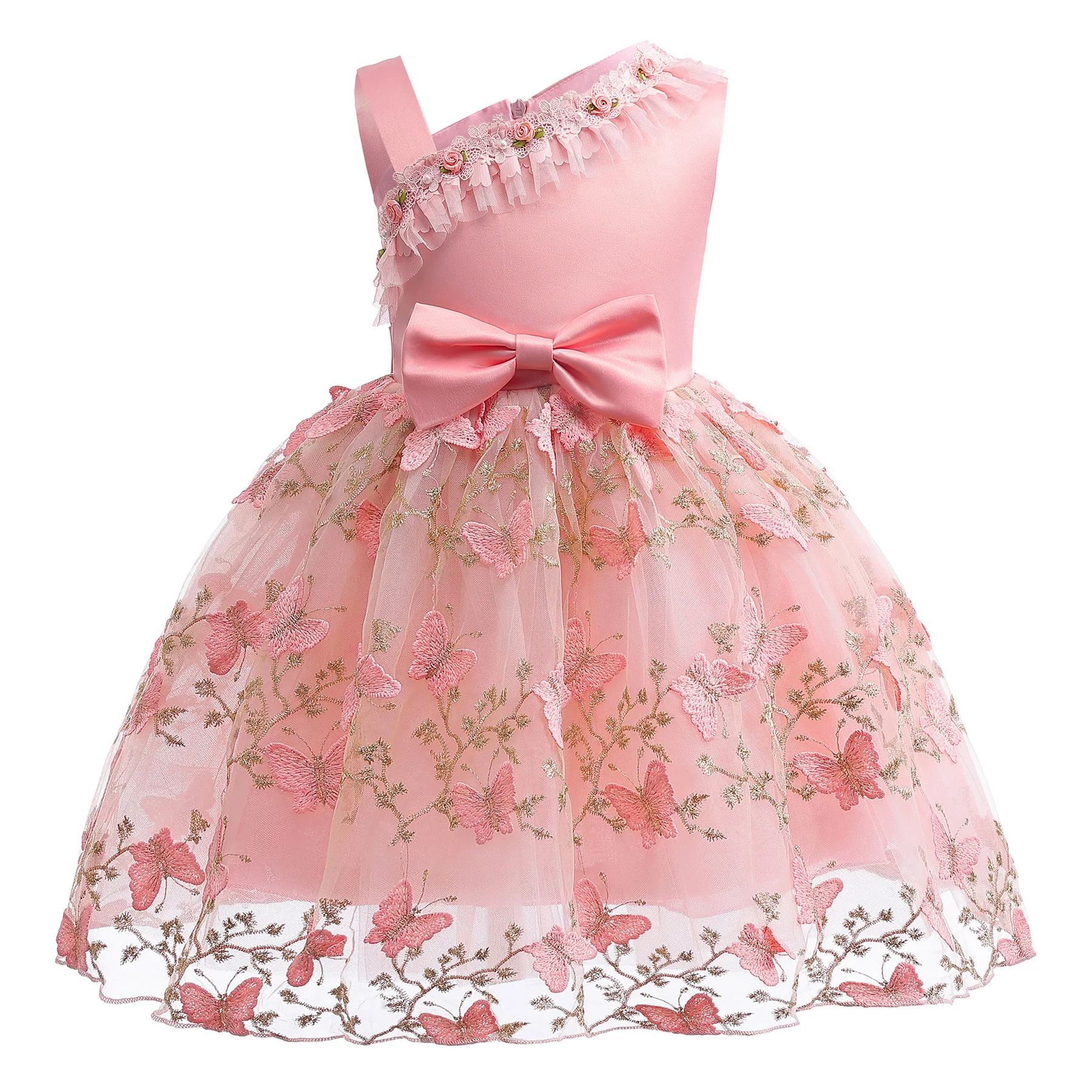 Toddler Girls Butterfly Tulle Dresses Kids Embroidered Flower Princess One-piece Baby Children Summer Clothes 2 to 10 Years