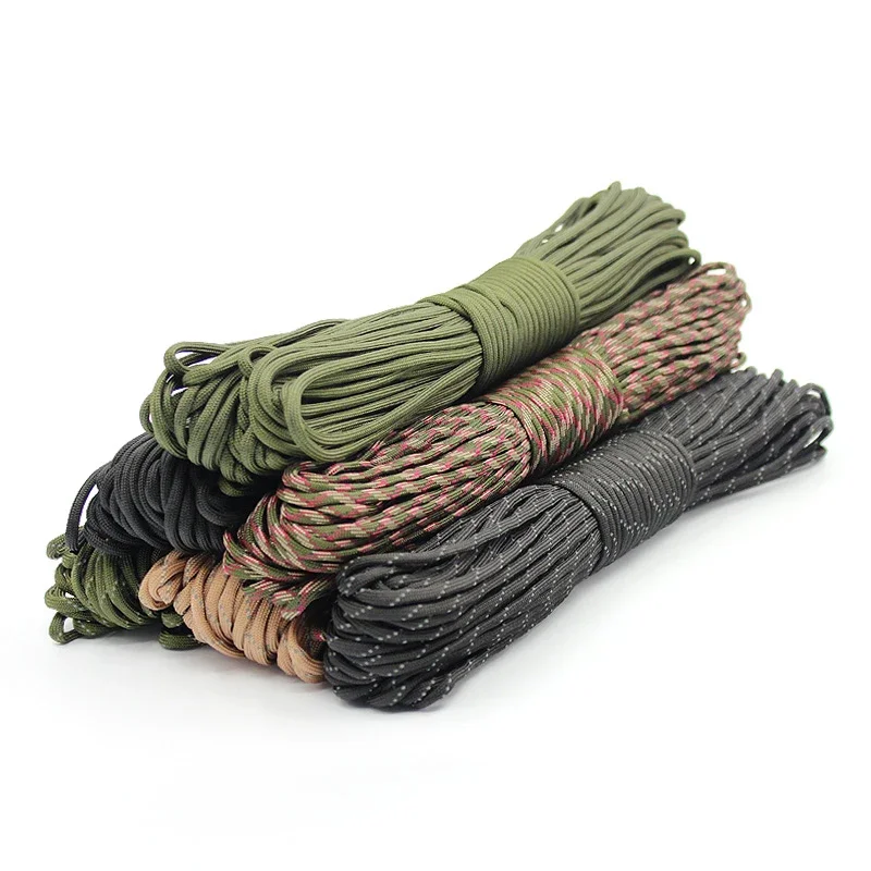 7-Cores 550 Paracord Rope 5 15 30 M Dia.4mm  Outdoor Camping Survival Lanyard Parachute Cord Hiking Tent Accessories Loop lasso