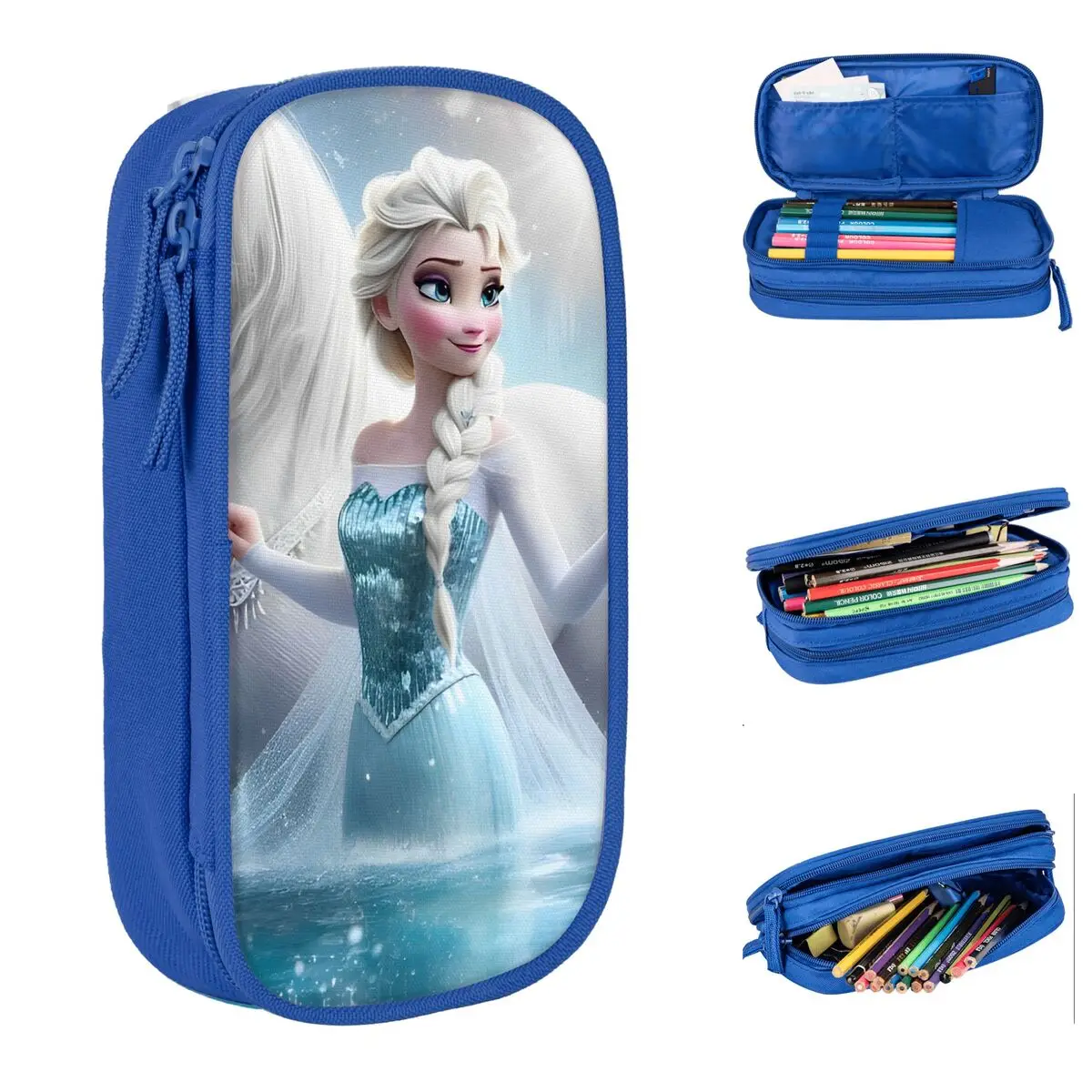 

Frozen Elsa Pencil Case Musical Fantasy Cartoon Pen Box Bag for Student Large Storage Students School Gifts Pencilcases