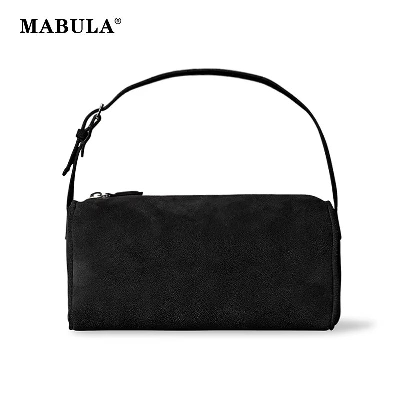 

MABULA Brand Women's Genuine Suede Clutch Hobo Handbag Luxury Design Fashion Cellphone Purse Box Wallet Solid Color Cow Leather