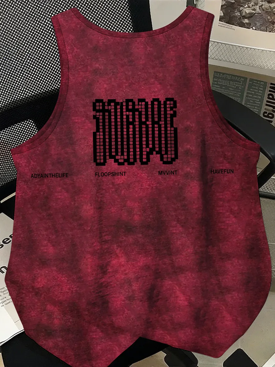 

Trendy Tie Dye Sleeveless Vest T Shirt Men Summer Casual Versatile Breathable round Neck Printed Geometric Pattern Unisex