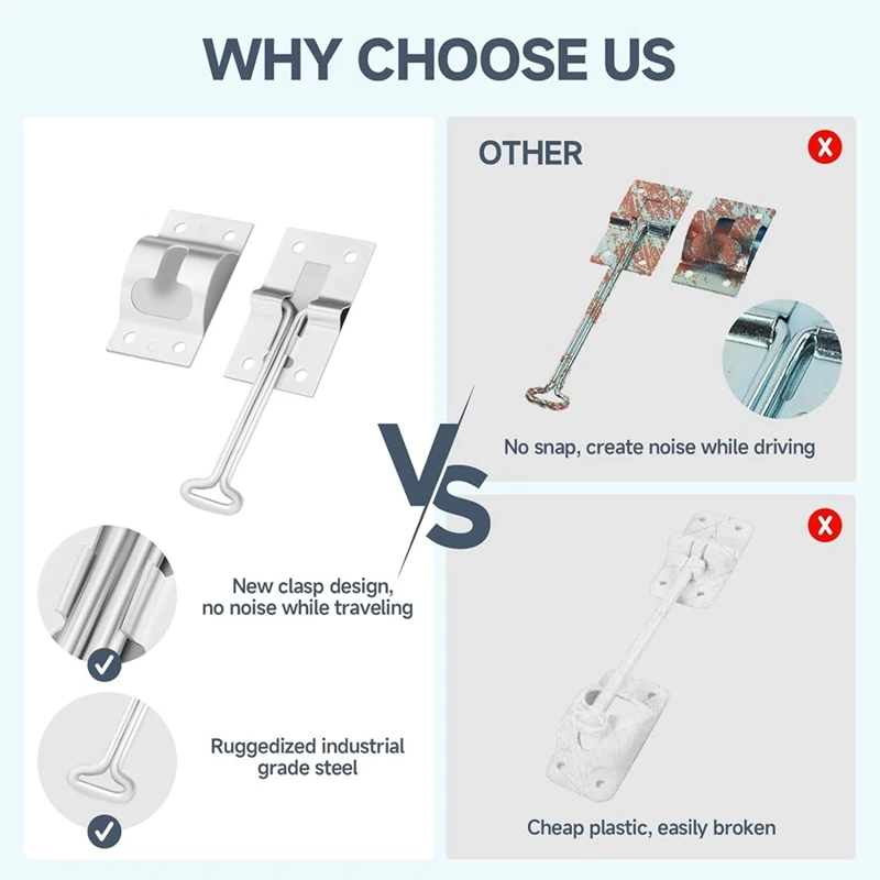 RV Door Holder, Upgrade Snap Noiseless Trailer Door Latch, Metal Van Door Holder Catch, T-Style Door Holder