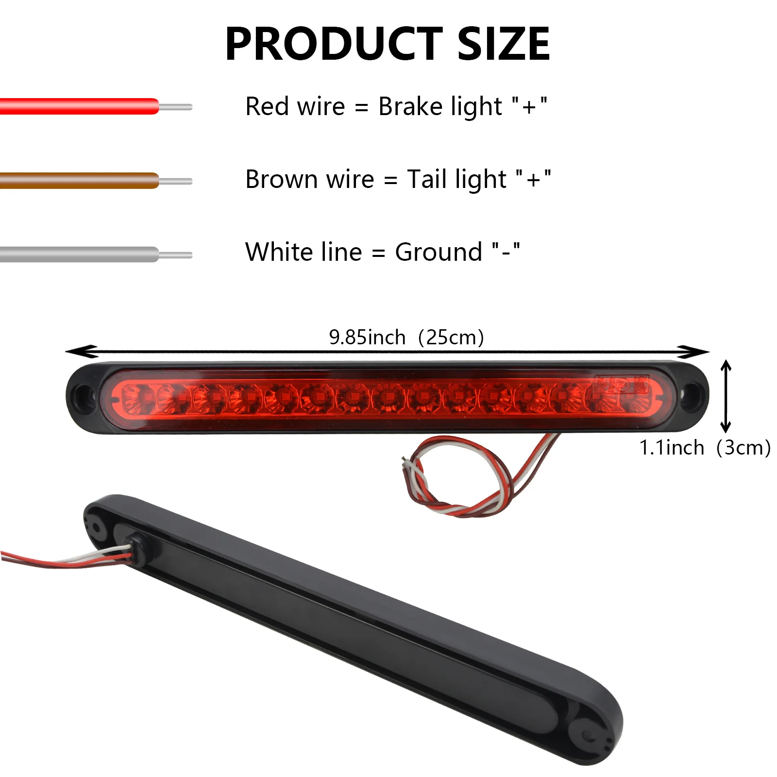 15 LED Trailer Brake Tail Light LED Strip Stop Turn Tail Light Waterproof Assembly Brake For Marine Golf Cart Off-Road Truck RV