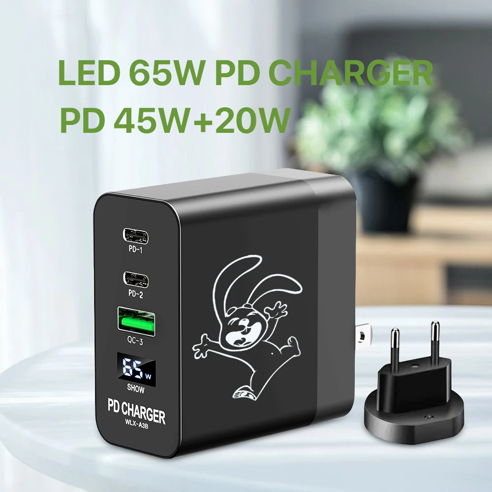 

Eonline 65W GaN USB Charger Digital Display Type C PD Charger For iPhone 14 3.0 Quick Charge For Xiaomi Samsung Phone Chargers