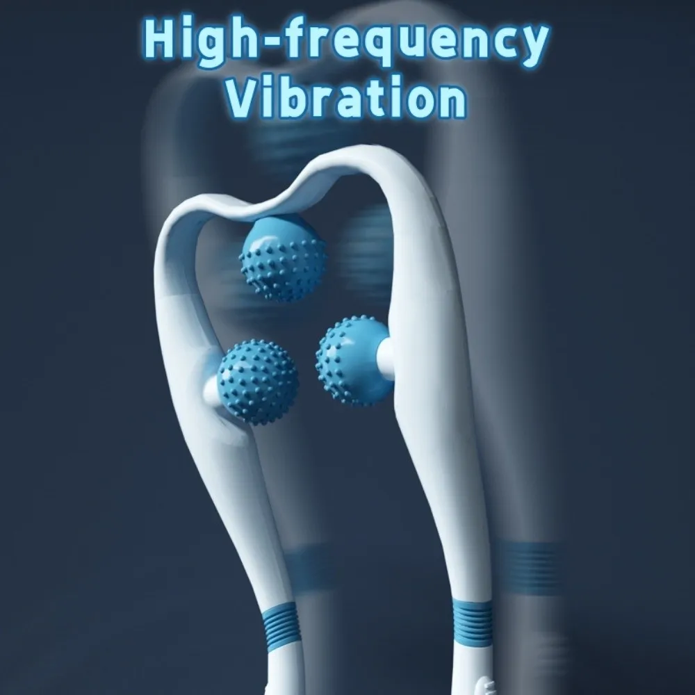 

Vibration Cervical Massage Instrument Triple Balls Three-level Adjustment Neck Massager Roller Ergonomic Extended Handle