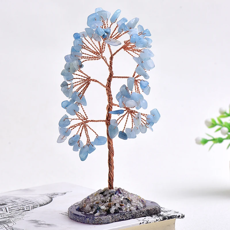 1 pz cristallo naturale albero dei soldi ghiaia esemplare pietra Feng Shui ornamenti albero della vita figurine e agata fetta Stand decorazioni per