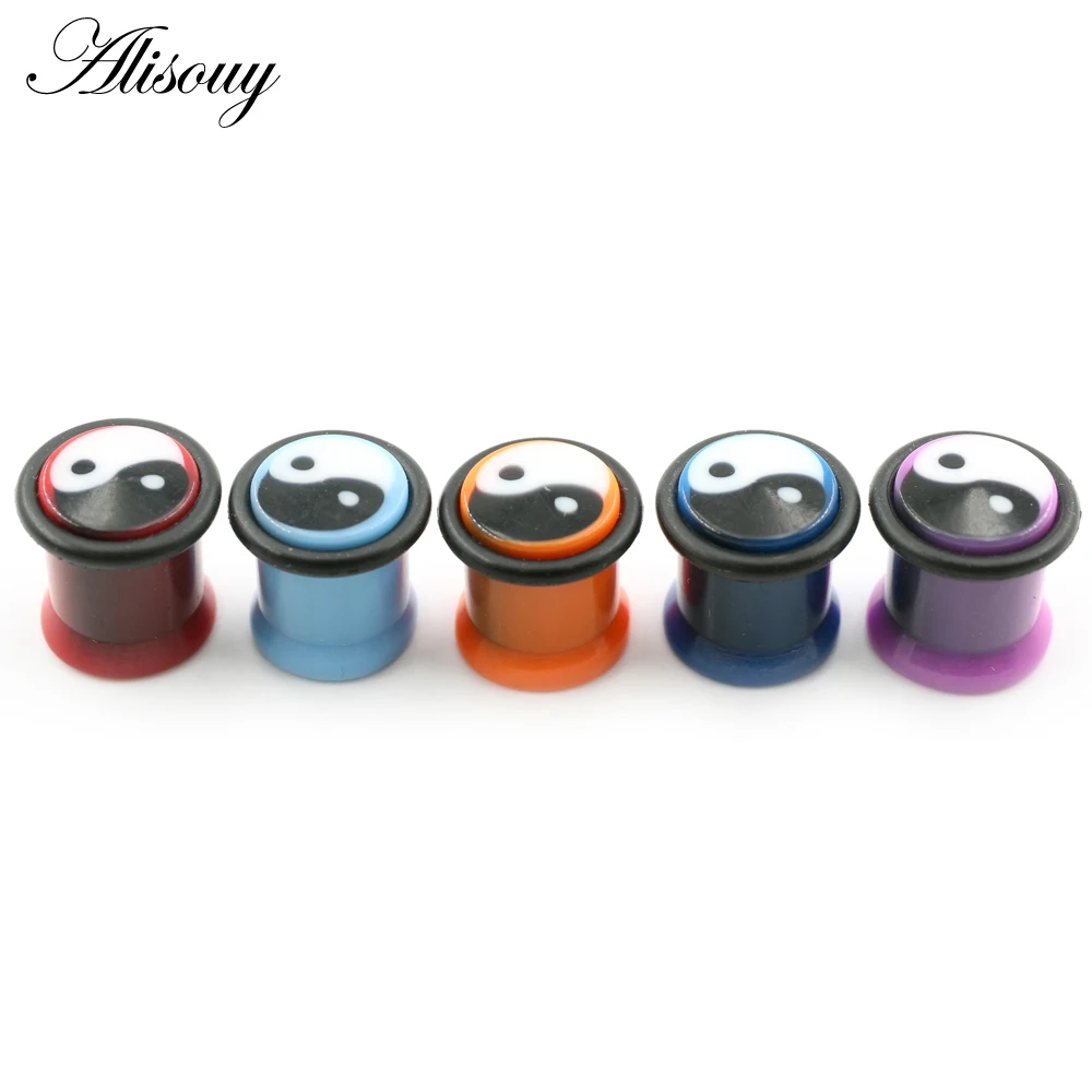 2Pieces 10mm Tai Chi Yin-yang Acrylic Taper Ear Tunnels Plugs Flesh Flared Expander Stretcher Gauges Piercing Body Jewelry